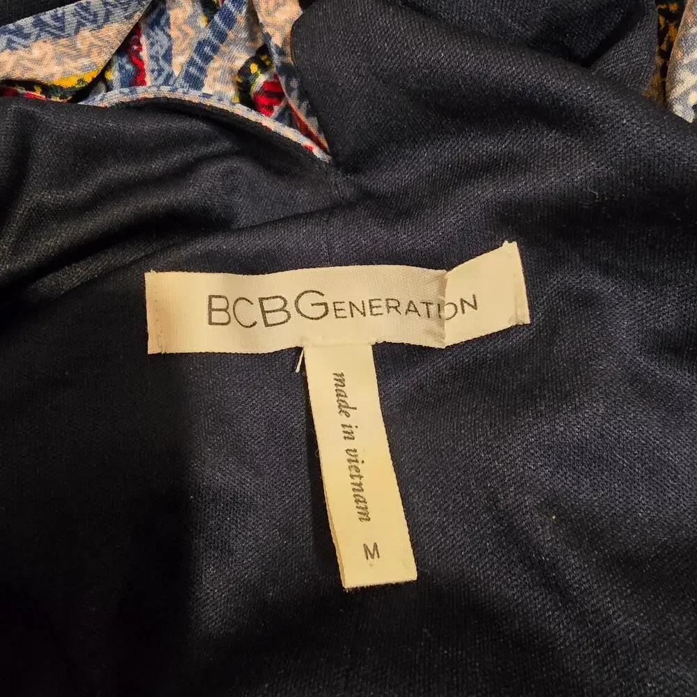 Women's BCBGeneration Blue Striped V-Neck Midi Length Hi Low Dress | Size Medium - Picture 11 of 12